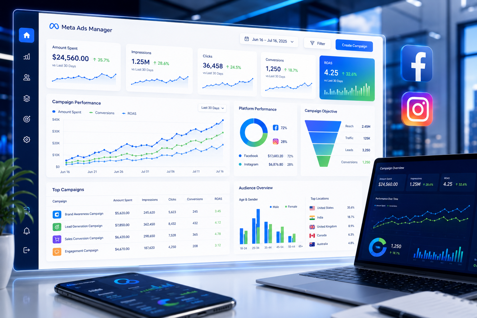 Facebook and Instagram Meta Ads campaign management for lead generation
