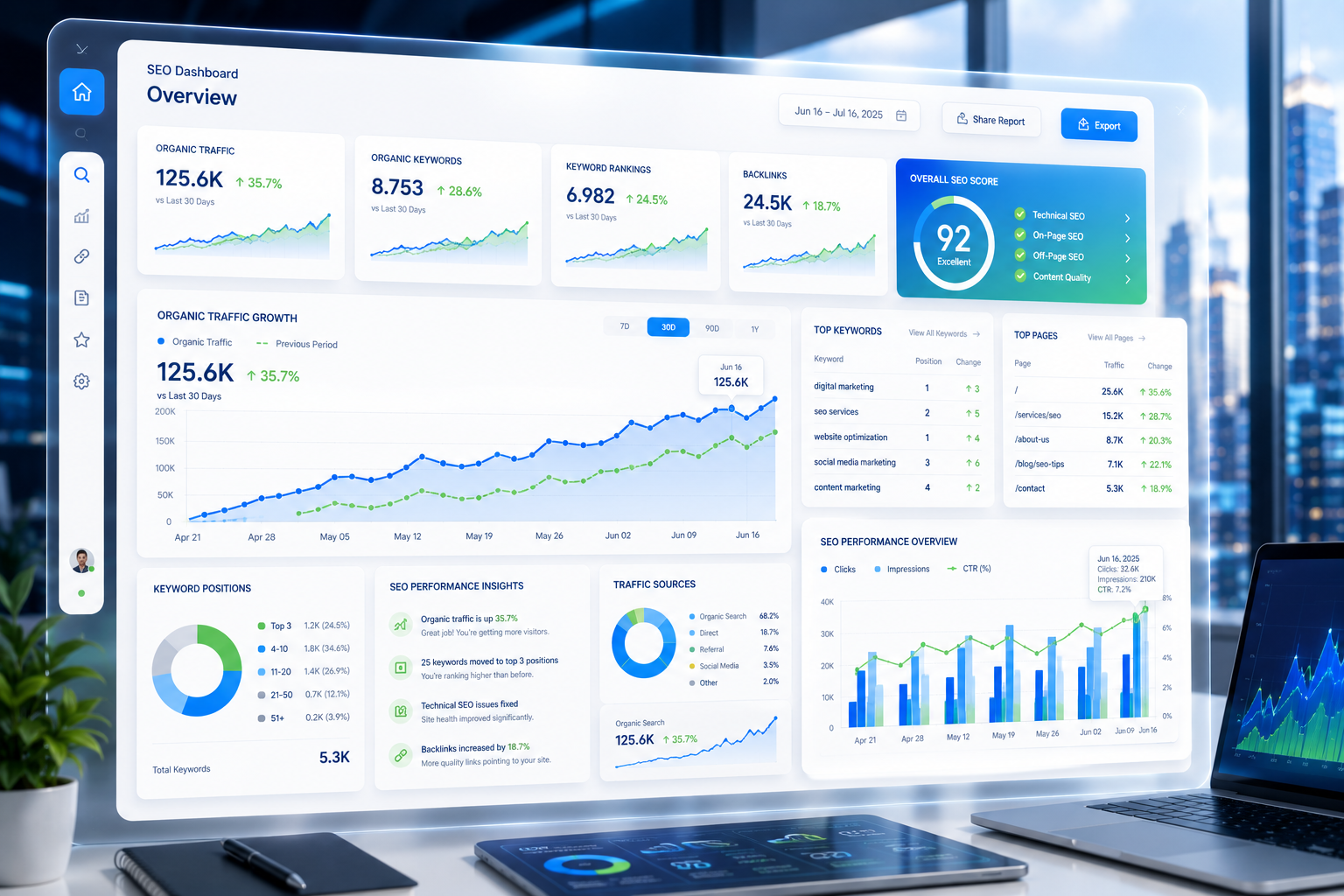 SEO services including keyword research, technical SEO and Google ranking optimization